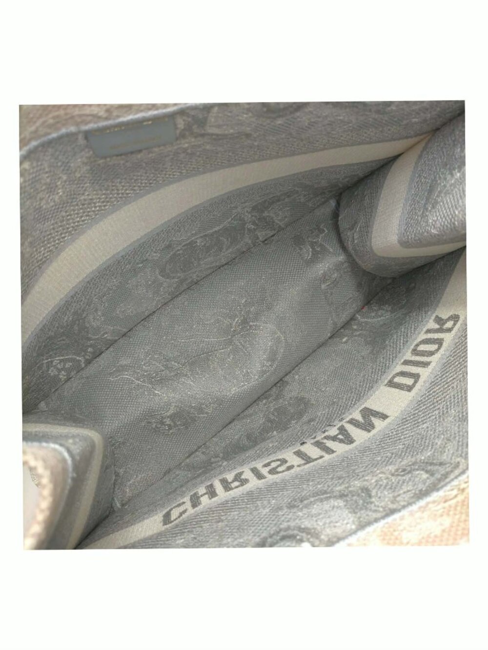 Authentic Dior Book Tote Gray Toile De Jouy Embroidery Canvas Bag - Picture 7 of 10